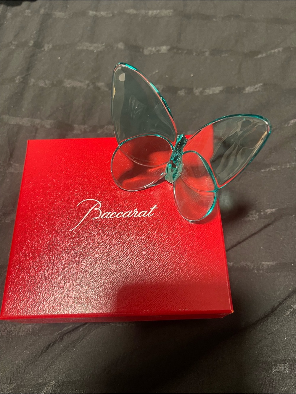 Baccarat Crystal Butterfly Figurine - Teal Blue